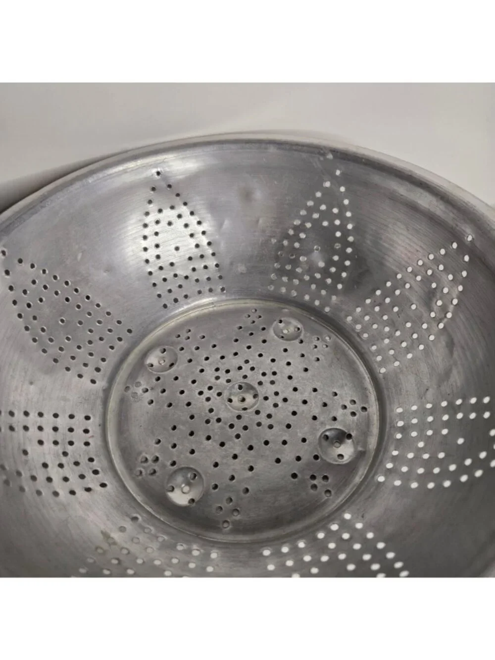 Vintage Aluminum Strainer Colander With Floral Punched Out Design Kitchen Tools